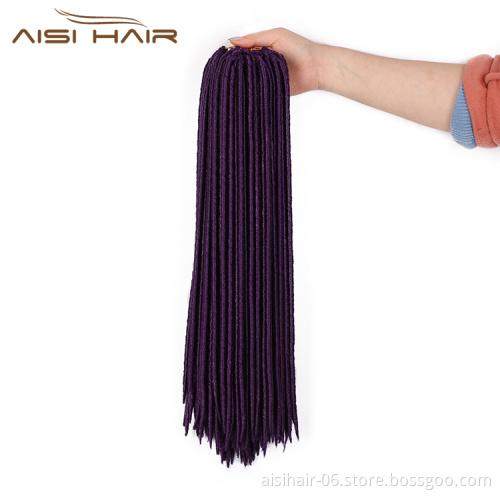 Aisi Hair Wholesale Popular Long Style Heat Resistant Synthetic Purple Color Dreadlocks Braid Hair Extensions For Black Women